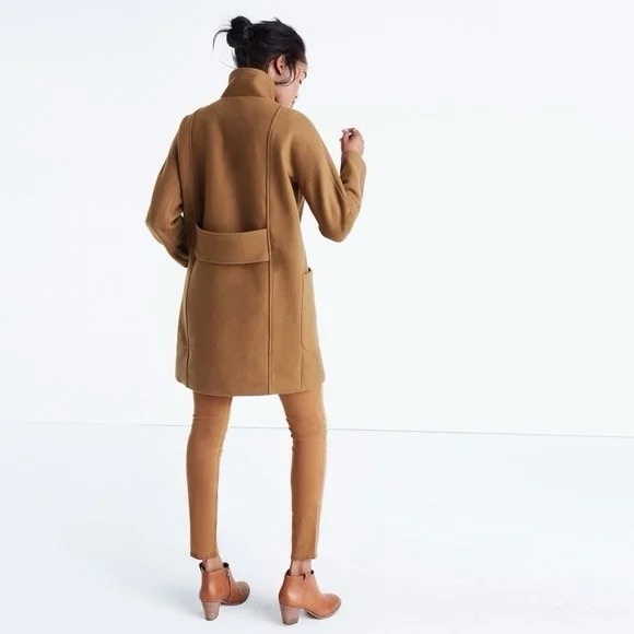 nwt MADEWELL City Grid Coat Burnished Cedar Tan Wool Size 4 - Picture 3 of 6